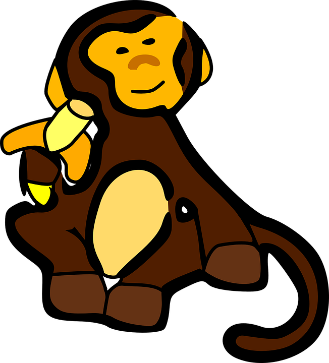 Lark Clip Art - Cartoon Monkey Eating Banana (652x720)