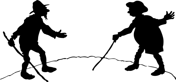 Two Men With Canes Png Images - Silhouette Of Two Men Fighting (1280x640)