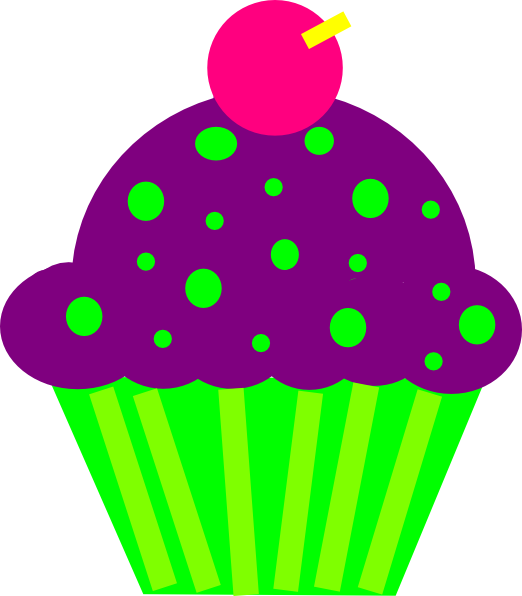 Cupcake Purple And Lime Clip Art - Purple And Green Cupcake (522x596)