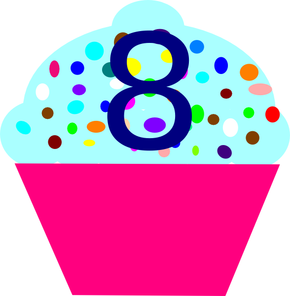 Birthday Cupcake Clipart - Eight Years Old Clipart (588x600)