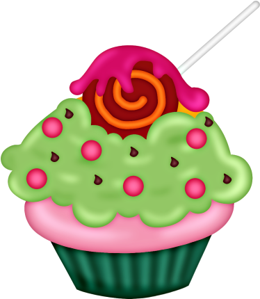 Cupcake 7 - Candies And Cupcakes Clipart (399x456)