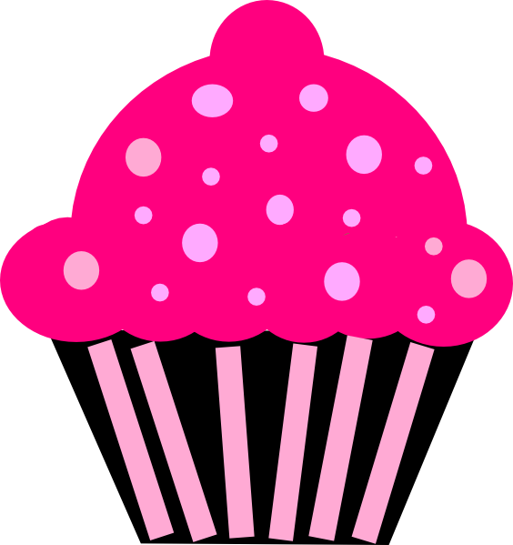 Cupcake Pink Black Clip Art - Cupcake Clip Art Pink (564x599)