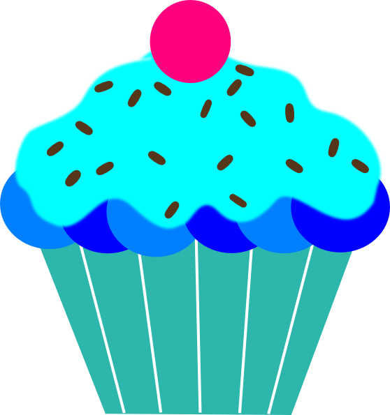 Blue Cupcake Clip Art At Clker - Blue Cupcake Clipart (558x595)