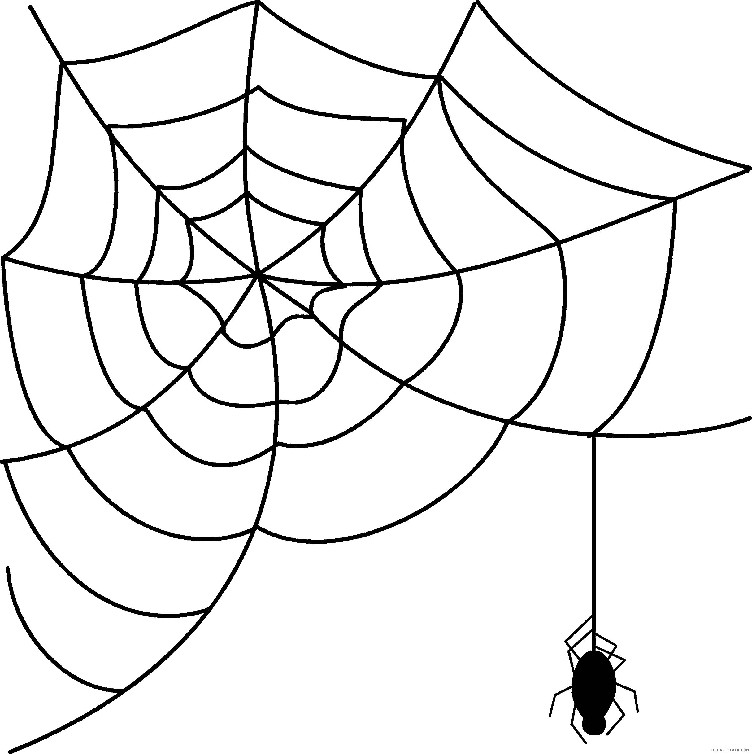 Hanging Spider Animal Free Black White Clipart Images - Spider Web Clipart Transparent (2429x2434)