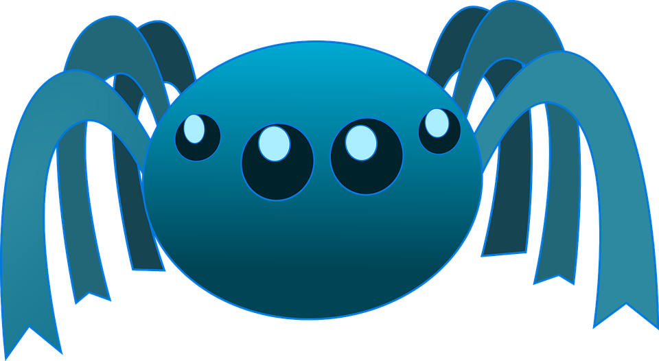 Spider Alien Insect Cartoon Funny Cute Halloween - Clip Art Blue Spider (1395x750)