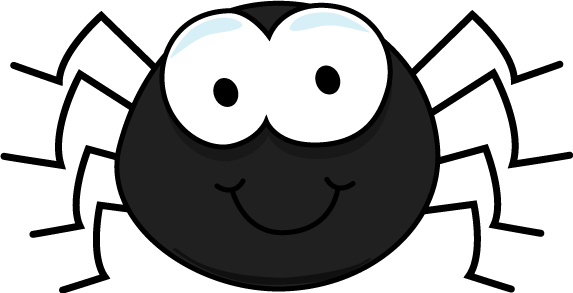 Black Cartoon Spider Clip Art - Cartoon Spider (573x293)
