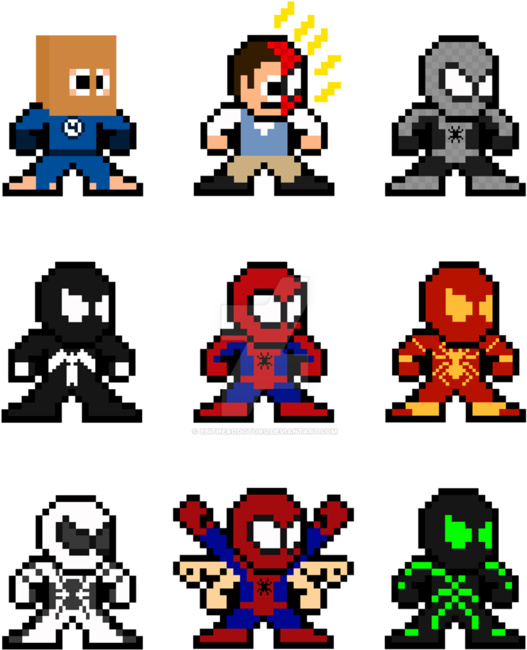 8 Bit Spider Man Through The Ages By 8bitherodotorg - 8 Bit Spider Man (808x988)