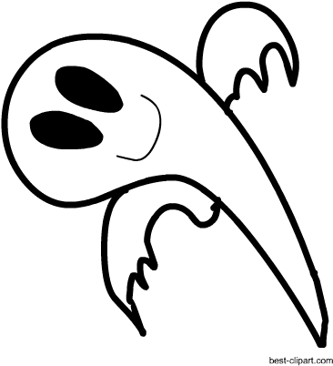 Black And White Cute Ghost Clip Art - White (450x450)