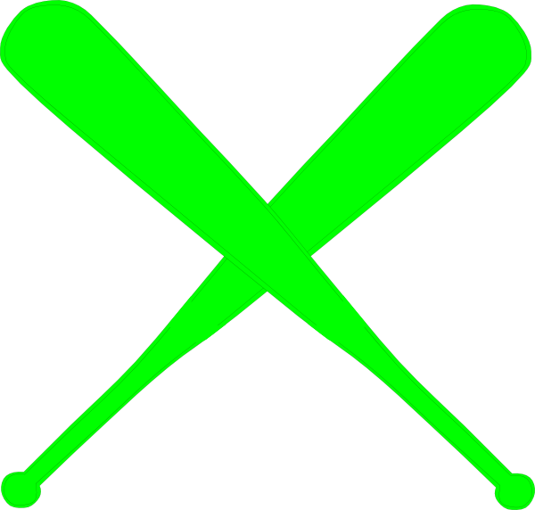 Hot Green Bats Clip Art - Crossing Softball Bats (600x572)