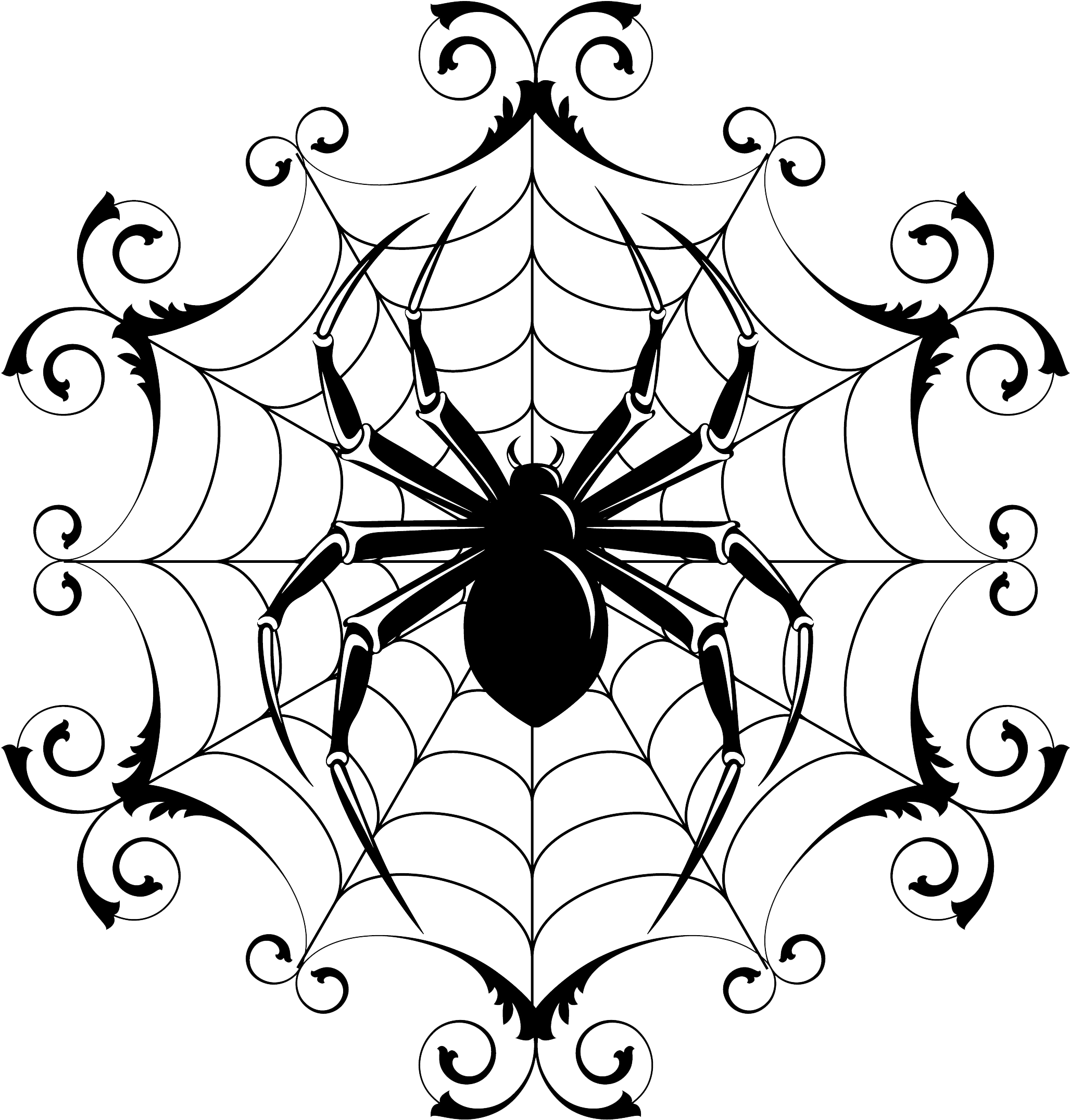 Spider And Spider Web Image - Halloween Drawings Of Spiders (2164x2268)