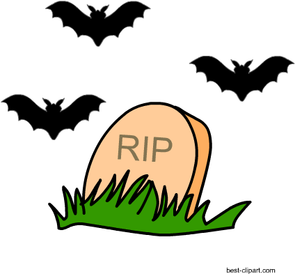 Bats And Tombstone Free Halloween Clip Art Image - Clip Art (450x450)