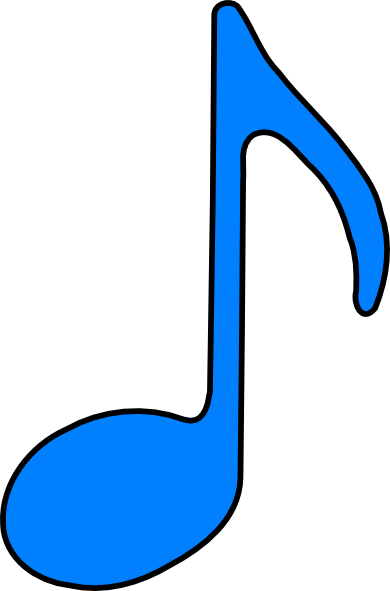 Eighth Note Blue Clip Art - Blue Music Note Clipart (390x591)