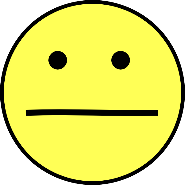 Yellow Neutral Face Clipart - Ok Face Clipart (600x600)