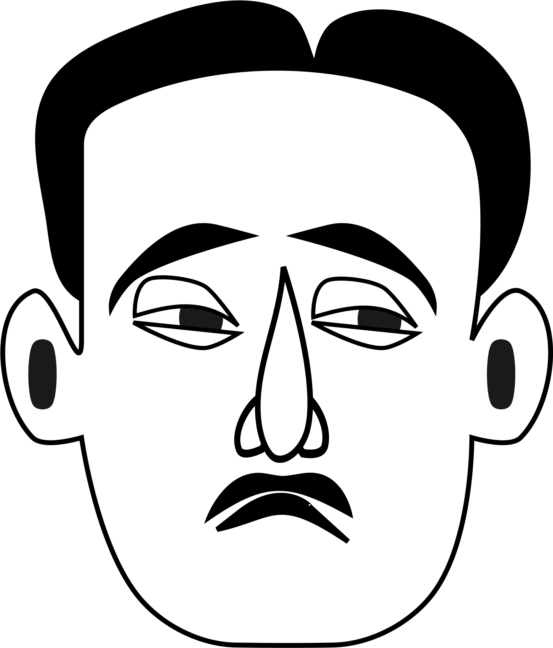Best Sad Face Clip Art - Man Face Black And White Drawing (1925x2400)