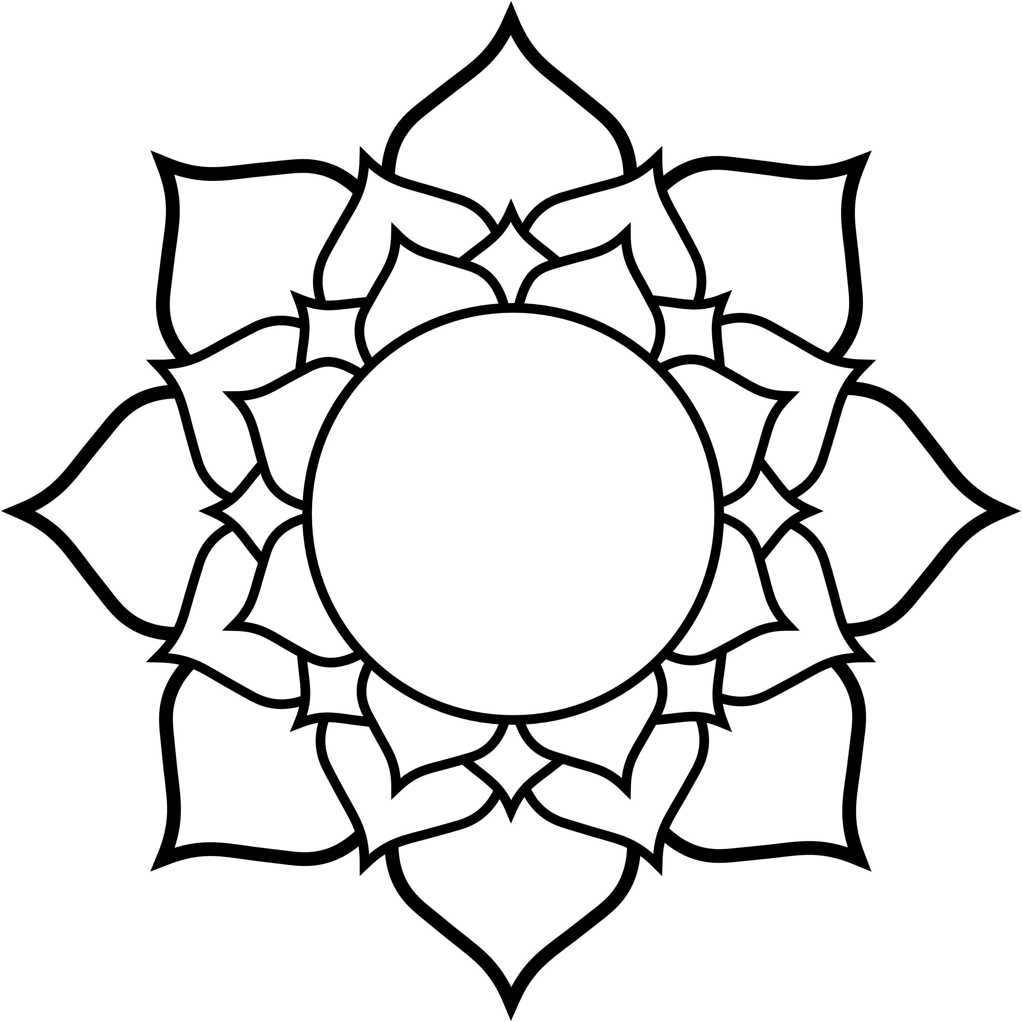Lotus Line Drawing - Lotus Flower Drawing Top View (3333x3333)