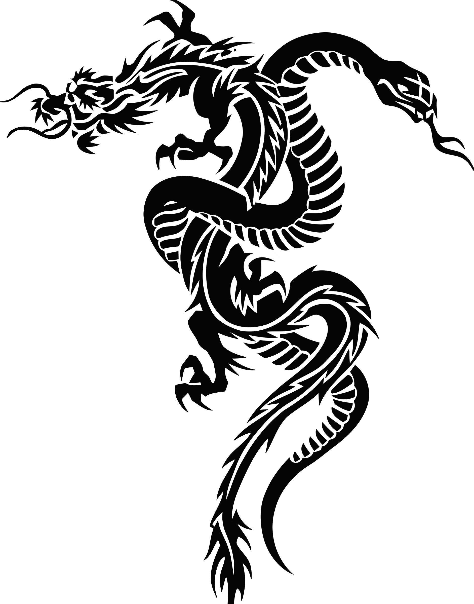 Tribal Snake Cliparts - Dragon Snake Tribal Tattoo (1884x2400)