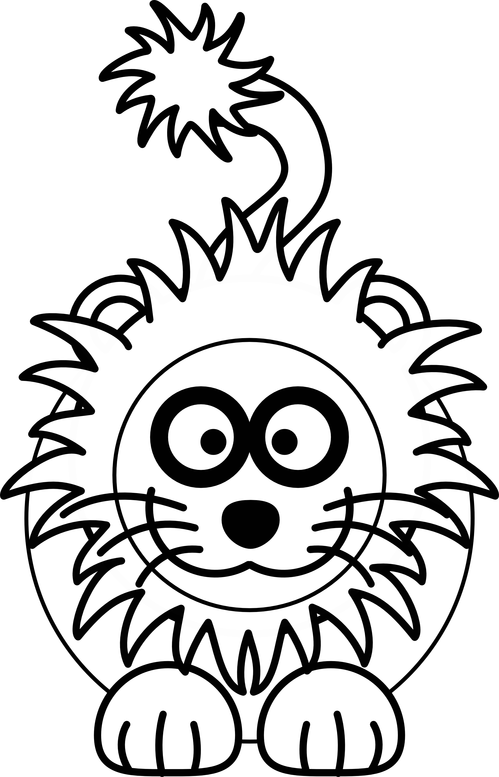 Lion Outline Animal Free Black White Clipart Images - Black And White Pictures Of Animated Lions (1979x3084)