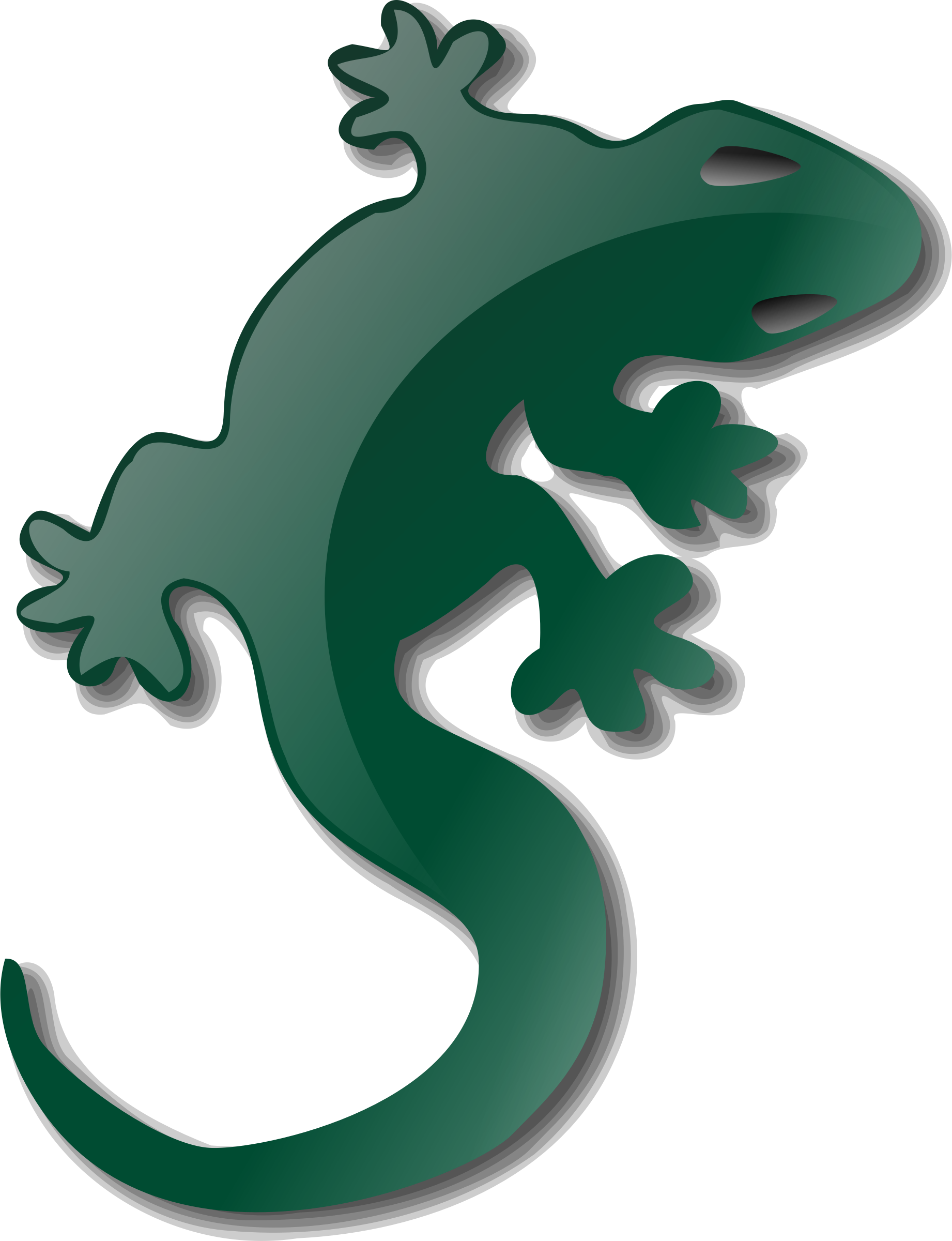 Green Lizard Silhouette Clip Art - Yellow Spotted Lizard Drawing (1842x2400)