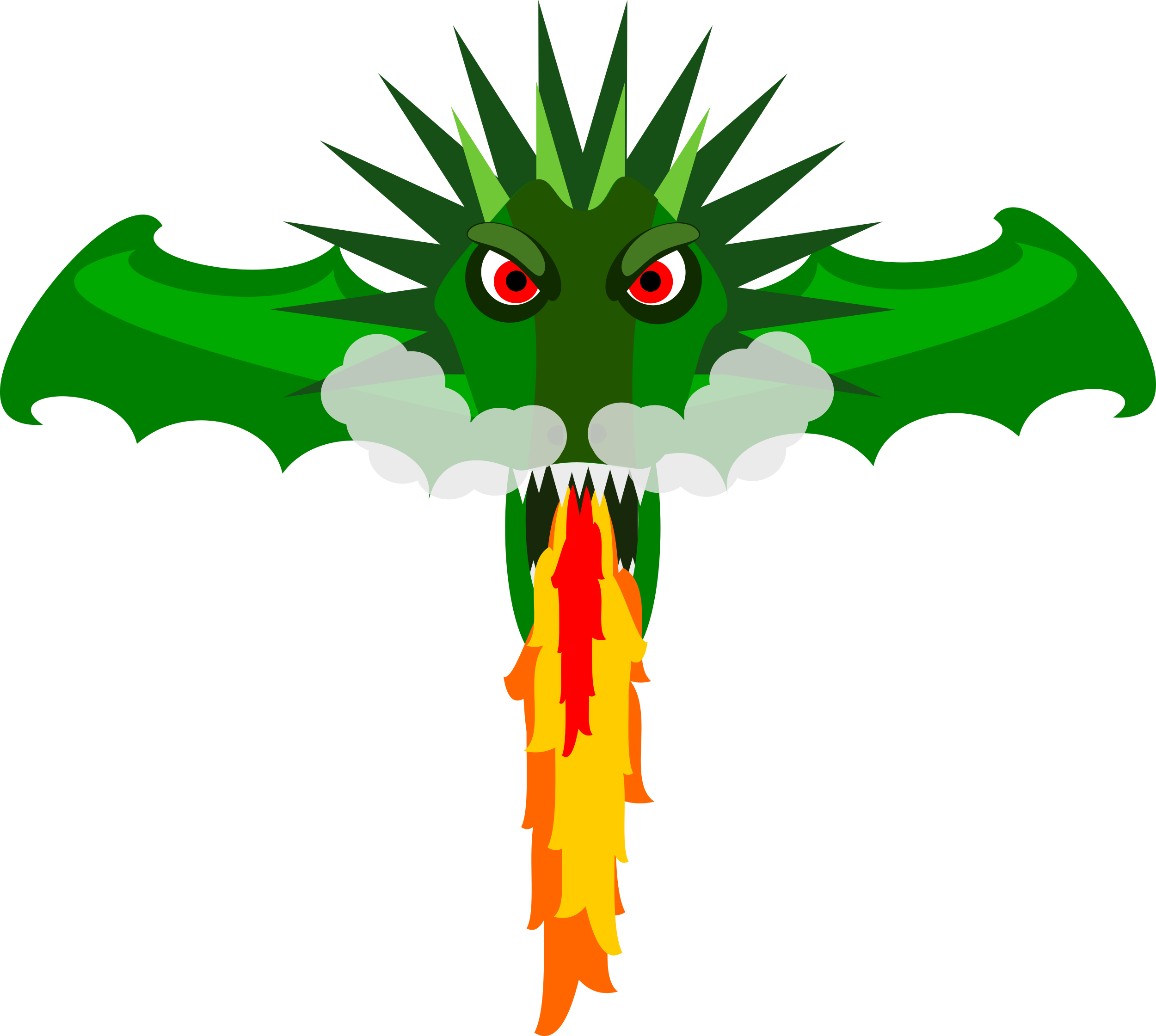 Green Dragon Clipart - Animated Dragon Breathing Fire (2500x2241)