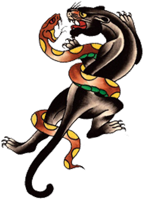 Panther Tattoos Designs- High Quality Photos And Flash - Black Panther And Snake Tattoo (300x406)