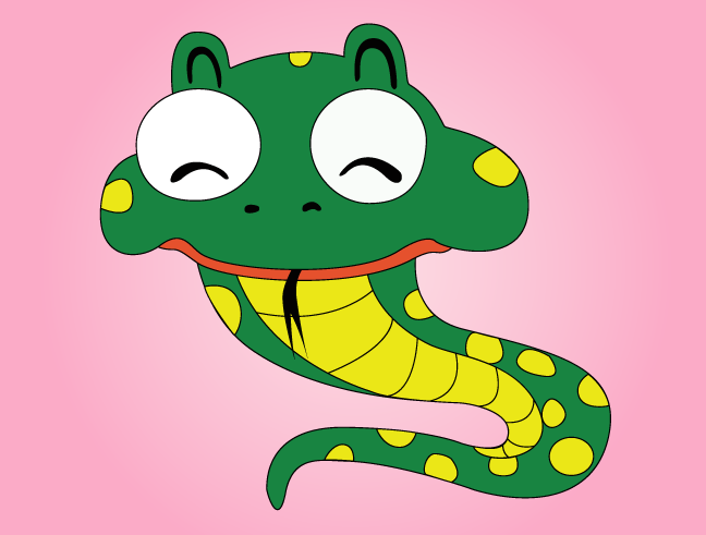 Funny And Cute Cartoon Green Snake Vector - Chinese Zodiac (648x491)