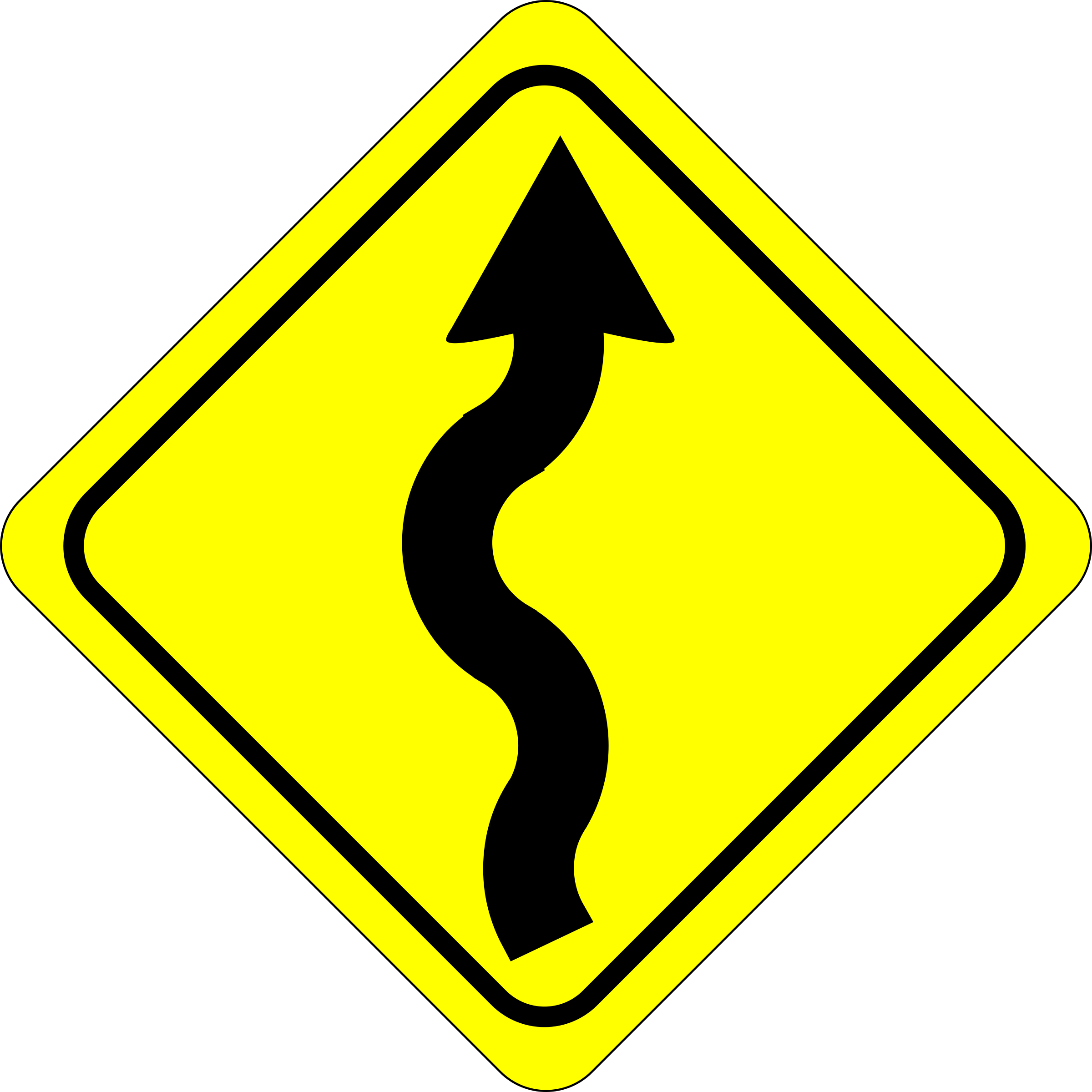 Onlinelabels Clip Art - Curvy Road Ahead Sign (2400x2400)