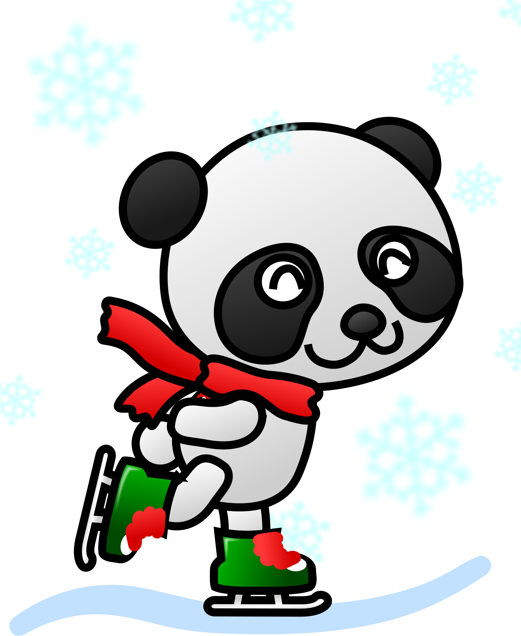 Panda Clipart Colorful - Skating Panda Greeting Cards (pk Of 20) (1697x2400)