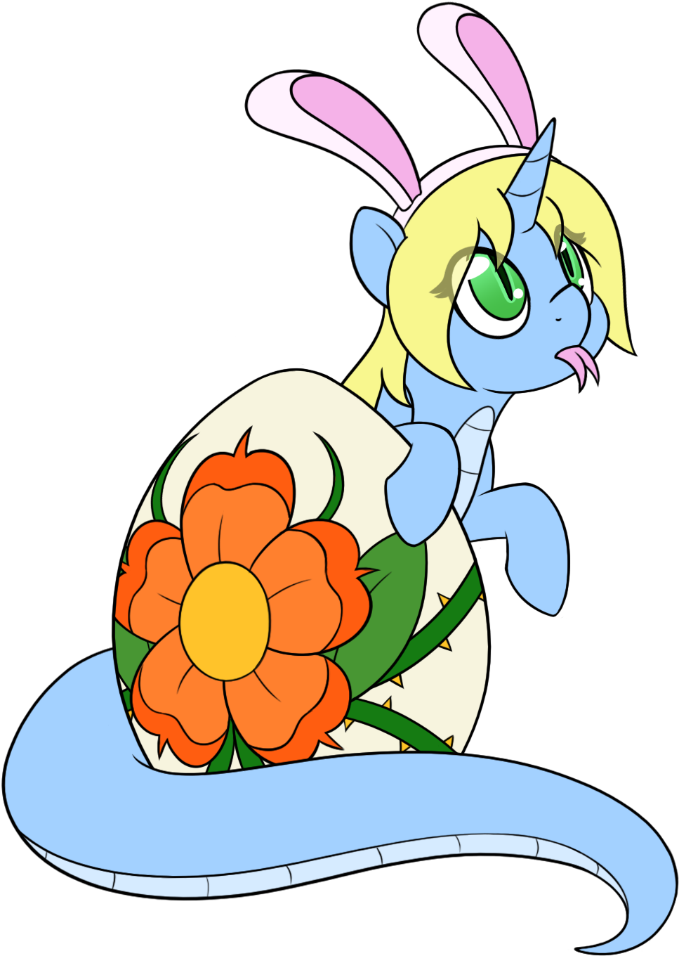 Bunny Ears, Cute, Egg, Female, Lamia, Mare, Oc, Oc - Cartoon (1007x1404)