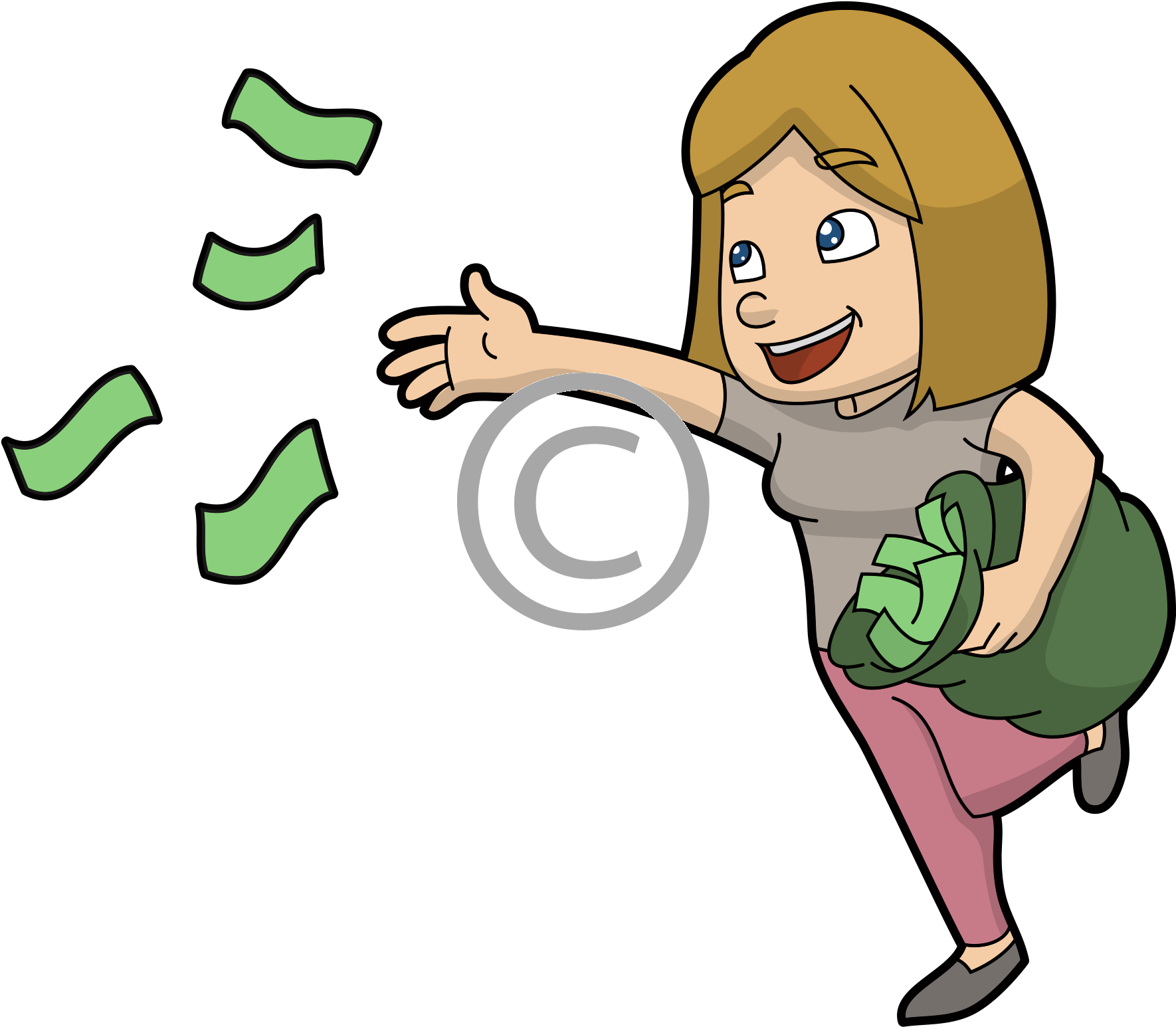 Women With Money - Cartoon (1857x1650)