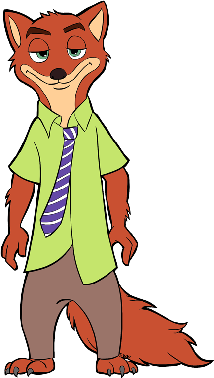 Sloth Clipart Zootopia - Nick Wilde Coloring Page (450x767)