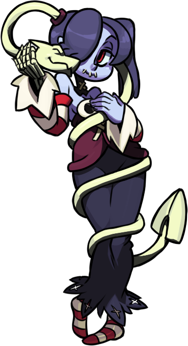 Leviathan Coils Around Squigly And Gives Her A Hug - Squigly Skullgirls (373x685)