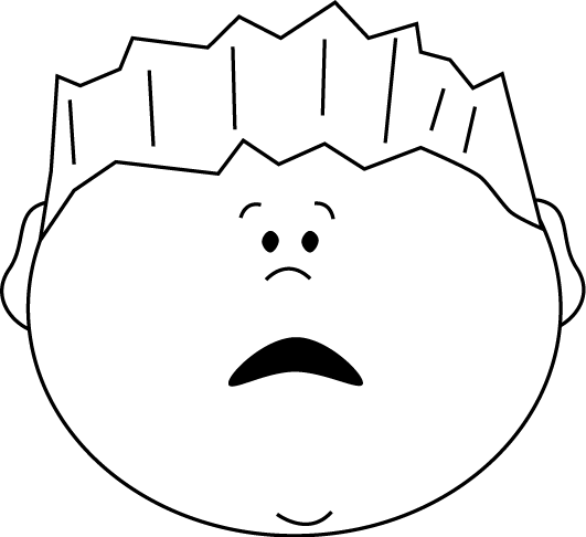 Black And White Scared Face Boy Clip Art - Boy Holding Clipart Black And White (531x486)