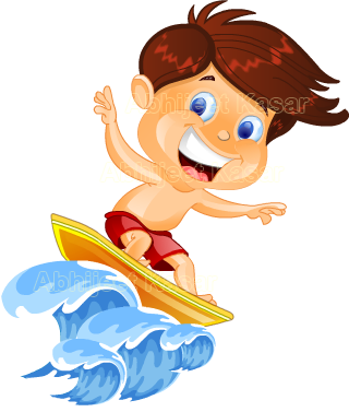 Boy On Surf Board For Game Title Screen - Surfing (320x377)