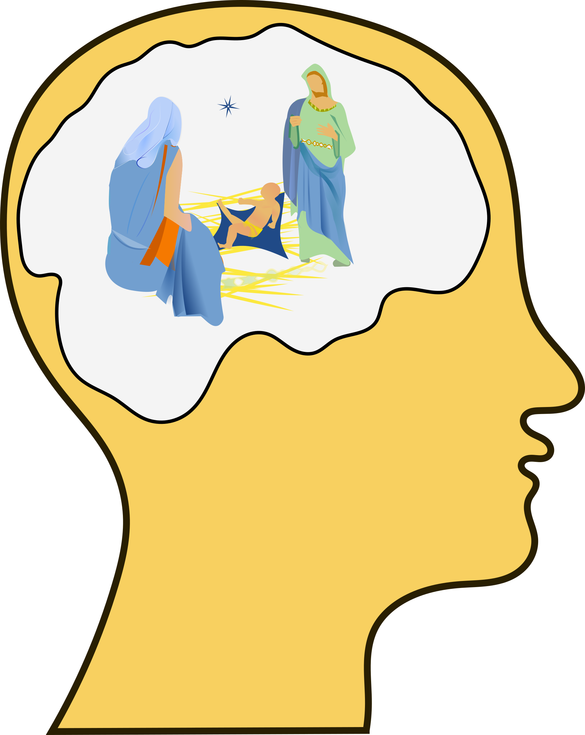 Silhouette Of A Brain With Nativity Scene Inside Public - Christmas Day (1909x2400)