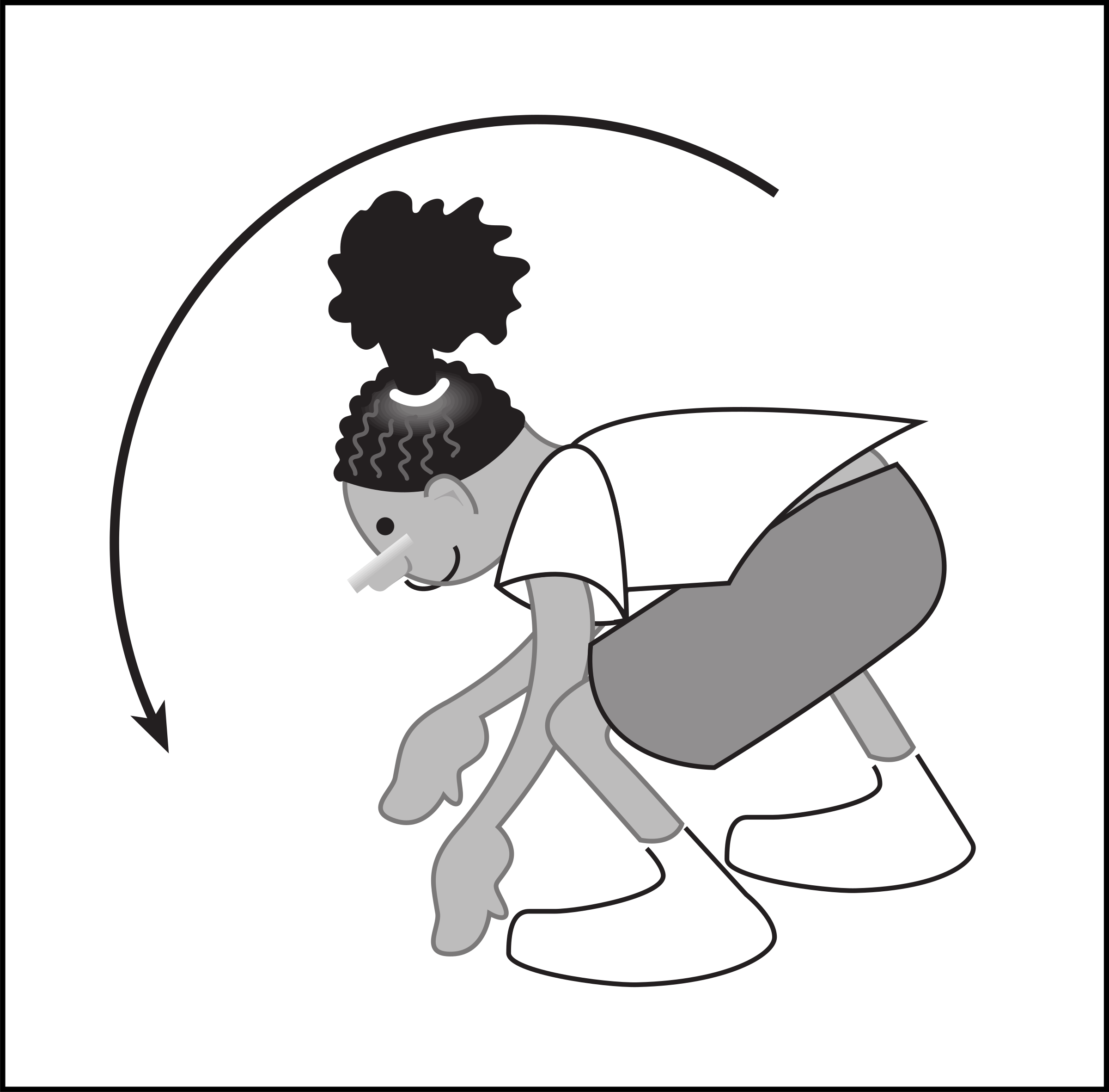 Big Image - Bending Clip Art Black And White (2400x2361)