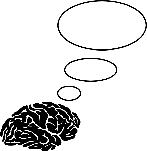 Clipart Of Brain Thinking Black And White (582x595)