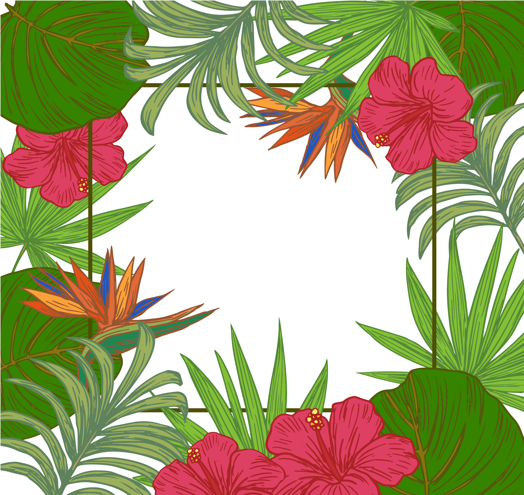 Leaf Arecaceae Tree Wallpaper - Tropical Border Png (2362x2272)