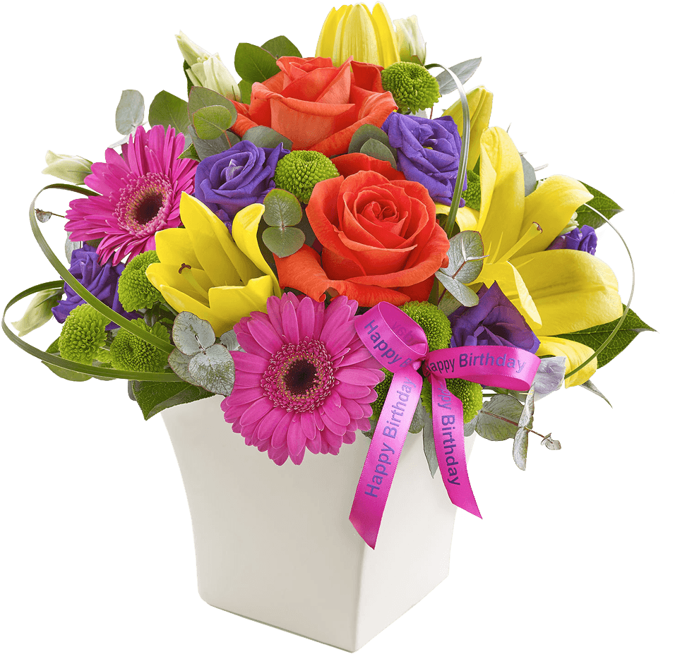 Happy Birthday Vibrant Exquisite Arrangement - Happy Birthday Flowers (1000x1241)