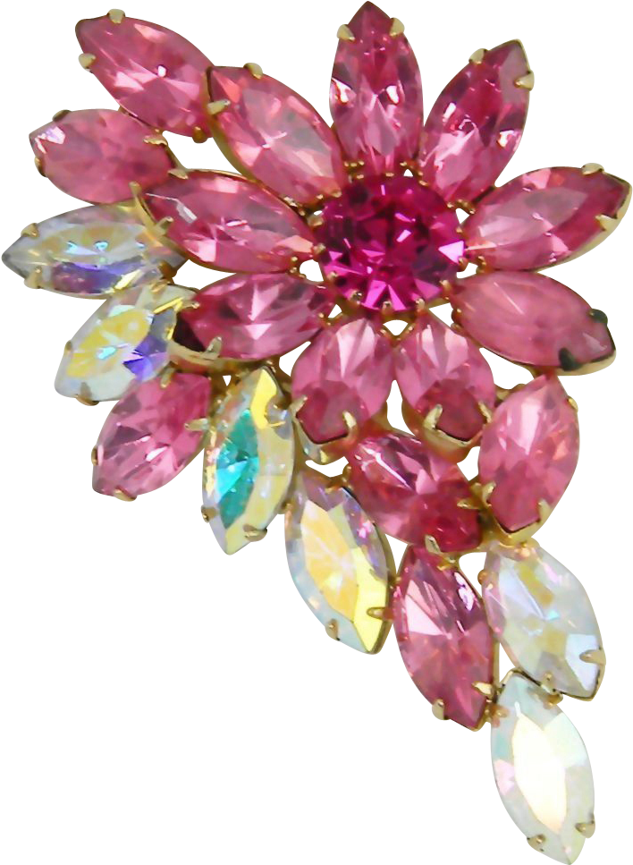 Vibrant Vintage Hot Pink Rhinestone Flower Brooch From - Crystal (1024x1024)
