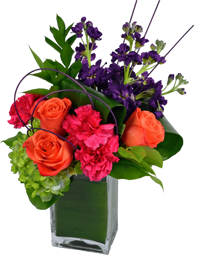 Vibrant Vibe Bouquet - Winter Flowers In Vase Png (1024x1024)