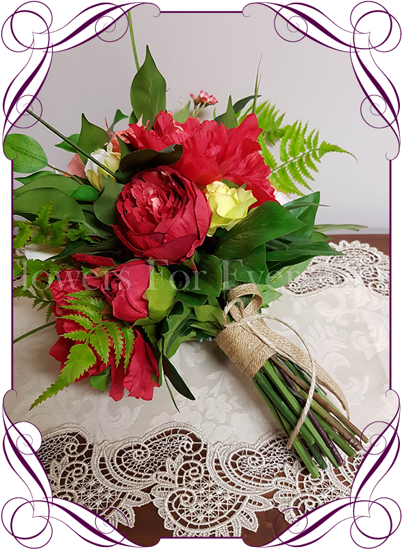 Vibrant Tropical Silk Artificial Bouquet In Red, Coral - Flower Bouquet (608x822)
