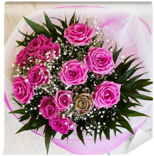 Vibrant Pink Roses Flower Bouquet, Closeup Wall Mural - Flower Bouquet (400x400)