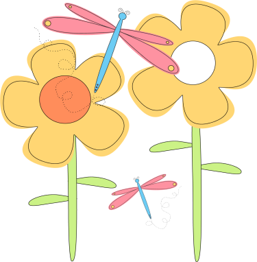 Spring Flowers And Dragonflies - Dragonfly In The Flower Clipart (375x382)