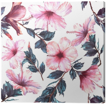 Hand-drawn Watercolor Floral Seamless Pattern With - Hibiscus Flower Png Watercolour (400x400)