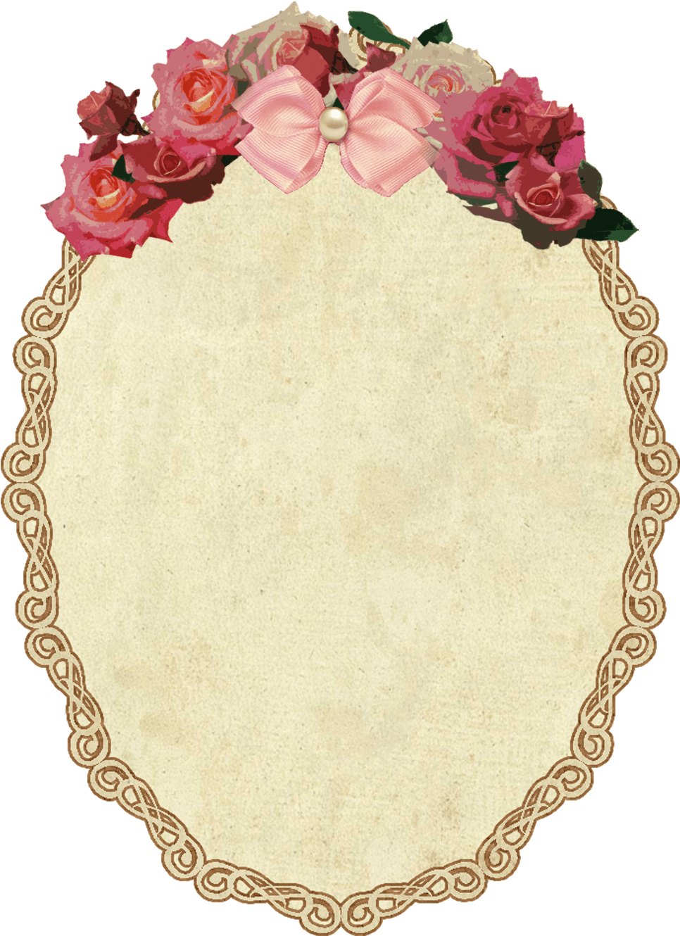 Vintage Oval Frame With Flowers Transparent - Frame Flower Vintage Png (1064x1400)