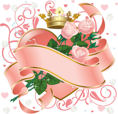 Pink Ribbon Pink Heart Pink Roses And Gold Crown Vector - Imagens Com O Nome Denise (500x486)