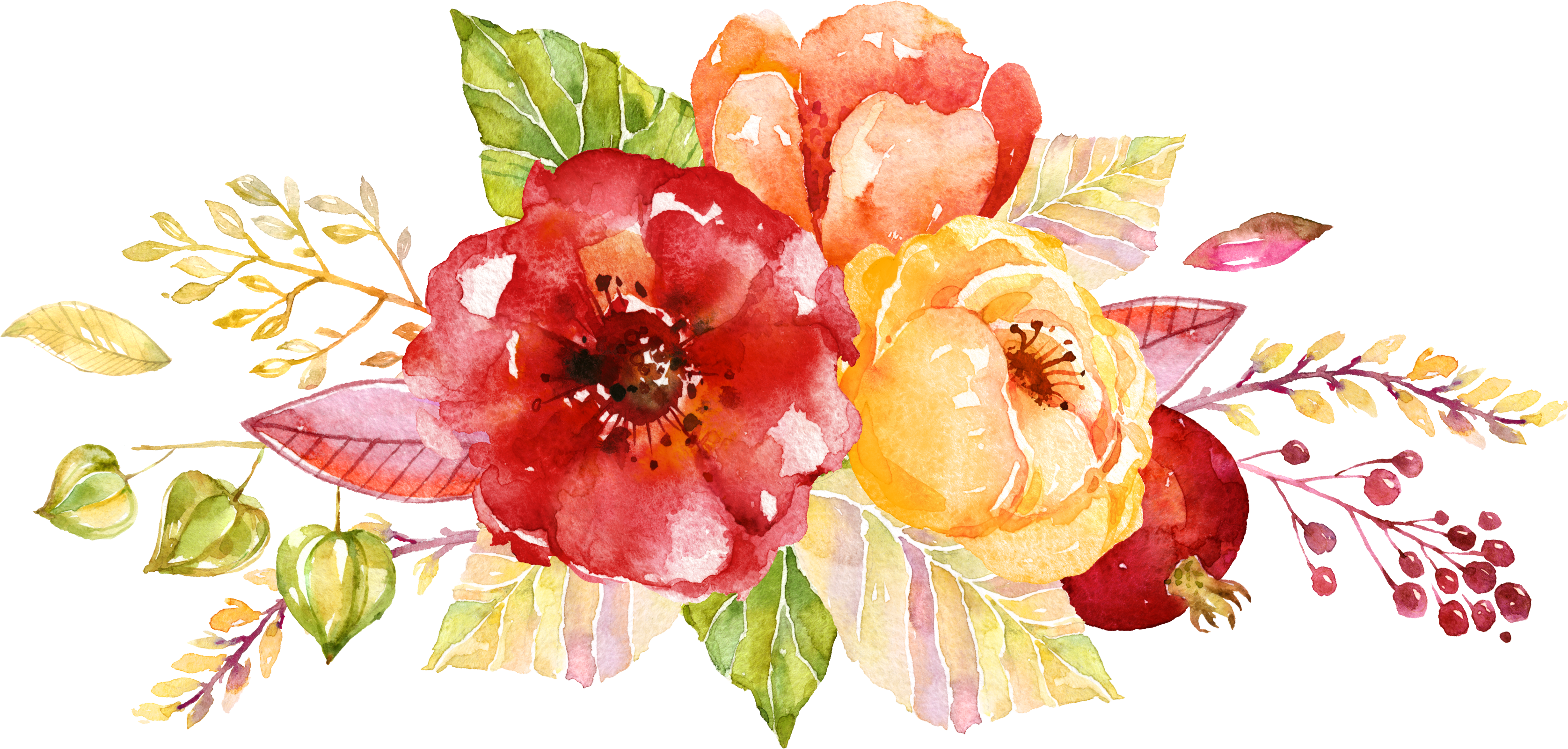 Wedding Invitation Flower Autumn Watercolor Painting - April 2018 Spring Calendar (3351x1601)