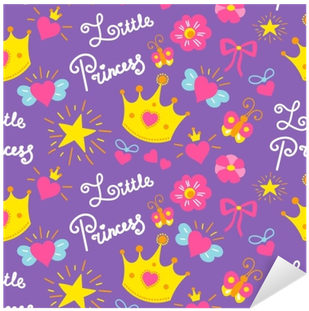 Stickers Little Princess Pattern Vector Cute Girl Background - Cute Background For Girls (400x400)