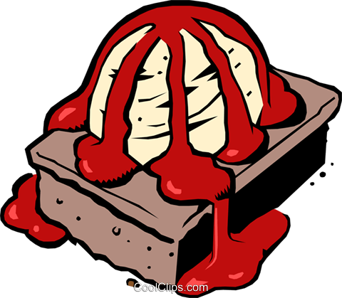 Brownie With Fudge Sauce Royalty Free Vector Clip Art - Ice Cream And Brownies Clip Art (480x419)