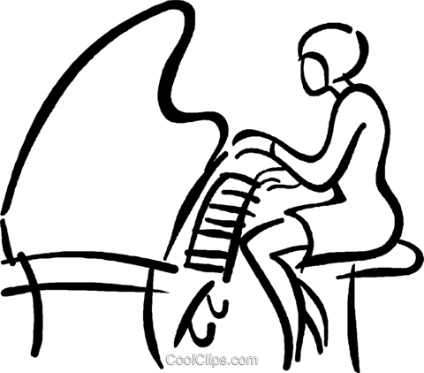 Drawing Clipart Cool Woman - Woman Playing Piano Clip Art (480x422)